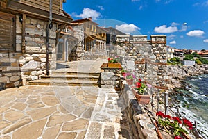 Ancient fortifications in old town of Sozopol, Bulgaria photo