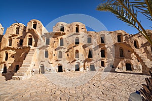 Ancient fortified Berber granary at Ksar Ouled Soltane, that was used as a set for the Star Wars movie, The Phantom Menace