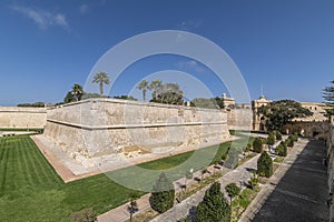 The ancient fortified capital Mdina, island of Malta, on a sunny day