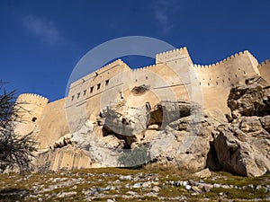 The ancient fortress of Al-Nakhal, rises above the old city of Muscat, Oman