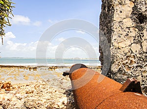 Ancient fortress and cannon in Lamu