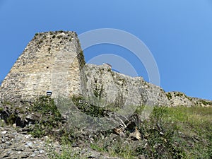 Ancient fortress of Gremi seen from below in Georgia.