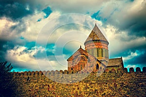Ancient fortress Svetitskhoveli Cathedral in Mtskheta photo