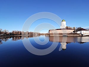 an ancient fortress in the water during