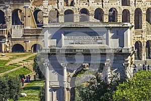 Ancient Forum Titus Arch Roman Colosseum Rome Italy