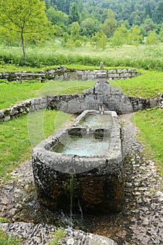 Ancient fountain at mountain called Fontana della Pace that mean