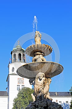 Ancient fountain in Salzsburg City in Austria photo