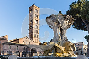 The ancient foutain in Rome, Italy