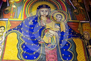 Ancient fresco in the church of Our Lady Mary of Zion, Aksum, Ethiopia.