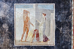 Ancient fresco of Hercules in Pompeii house