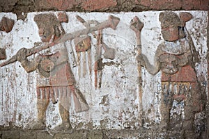 Ancient fresco in Huaca de la Luna, Trujillo