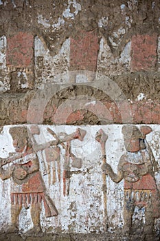 Ancient fresco in Huaca de la Luna, Trujillo photo