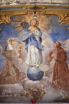 Ancient fresco of the Virgin Mary photo