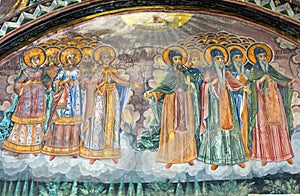 Ancient frescoes Troyan Monastery in Bulgaria