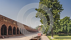 The ancient gallery is built around the perimeter of the Taj Mahal complex