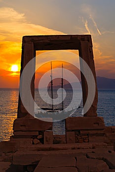 Ancient gate of Apollon temple at the island of Naxos photo