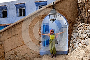 Ancient gate to the blue city of Chefchaouen,Morocco