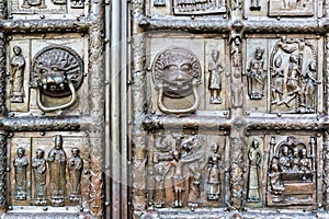 The ancient gates of the Cathedral of St. Sophia in Novgorod