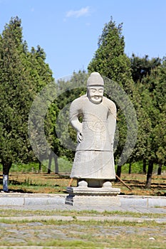Ancient general stone statue in the Eastern Royal Tombs of the Q