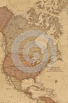 Ancient geographic map of north America