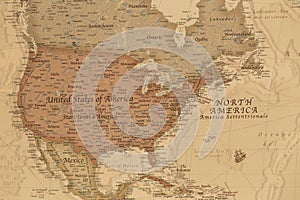 Ancient geographic map of north America photo
