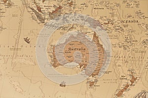 Ancient geographic map of Oceania