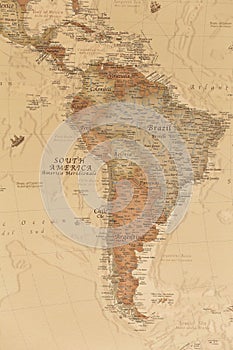 Ancient geographic map of south America