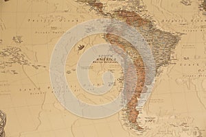 Ancient geographic map of south America