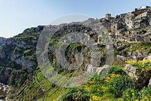 The ancient ghost town of Matera Sassi di Matera in beautiful