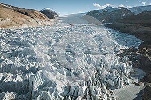 Ancient glaciers, crystal clear icebergs, geological structures, China\'s Tibet region