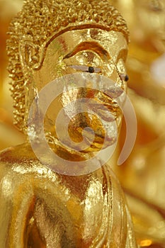 Ancient golden buddha in Wat Pichaisongkarm temple in Samutprakarn Province ,Thailand
