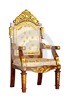 Ancient golden chair isolated