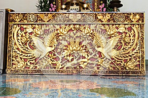 Ancient golden Chinese temple scuplture