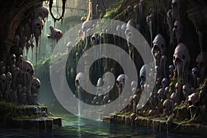 Ancient golems crafted from enchanted stone and animated by magic - Generative AI photo