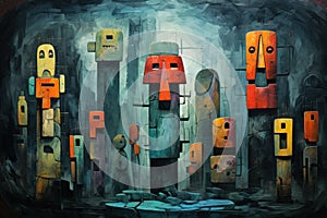 Ancient golems crafted from enchanted stone and animated by magic - Generative AI photo