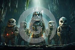 Ancient golems crafted from enchanted stone and animated by magic - Generative AI photo
