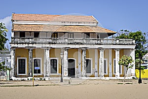 Ancient Governers bungalow near Danish fort in Tranquebar, Tamil Nadu, India photo