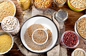 Ancient grains, seeds, beans photo