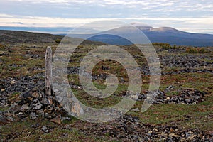 Ancient grave at top of mountain at Kolyma region