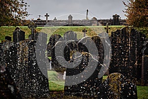 Ancient graveyard at St Canice\'s Cathedral, Kilkenny, Ireland photo