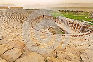 Ancient Greco-Roman Theater in ancient city Hierapolis near Pamukkale, Turkey