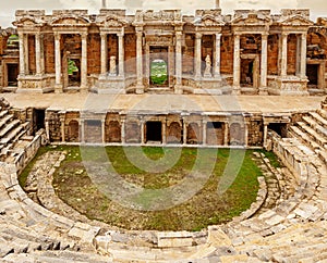 Ancient Greco-Roman Theater in ancient city Hierapolis near Pamukkale, Turkey