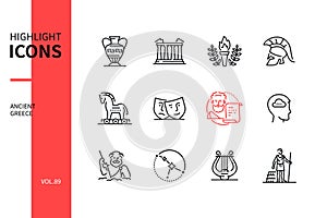 Ancient Greece - modern line design style icons set
