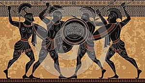 Antiguo grecia guerrero. negro una foto. antiguo Griego escena 