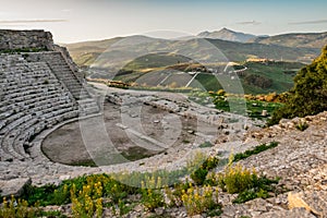 Ancient Greek amphitheatre in Segesta, Sicilia, Italy