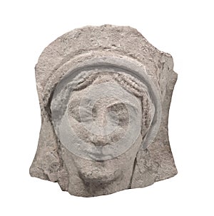 Ancient Greek bas-relief face isolated