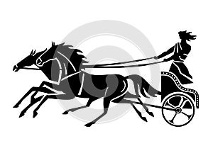 Ancient Greek or Roman chariot. Silhouette photo