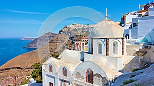 Thera town in Santorini island photo