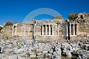 Ancient greek city ruins in Side, Turkey