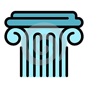 Ancient greek column icon color outline vector